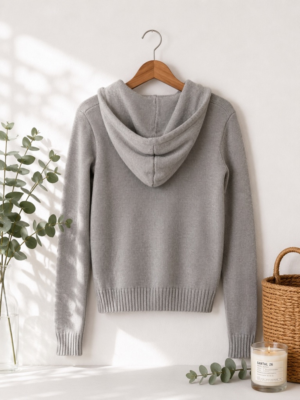 Brandy Melville Gray Knit Zip Up Hoodie Sweater Cotton Blend XS/S - Picture 3 of 4
